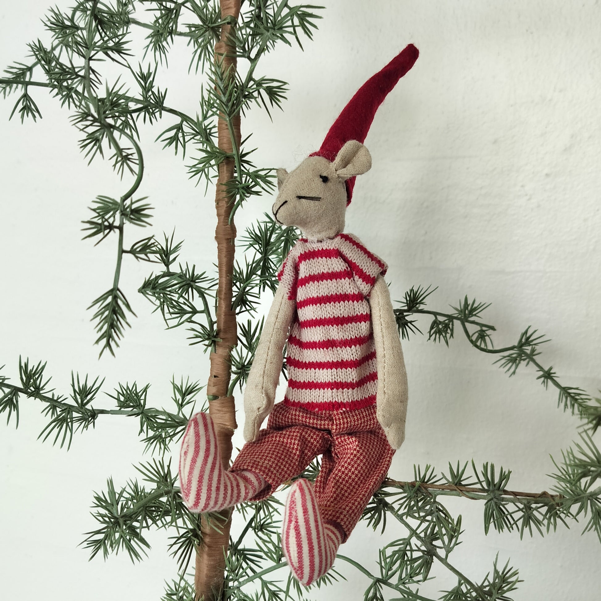 julemus Noa med ternet bukser-stribet kortærmet trøje-stribet fødder