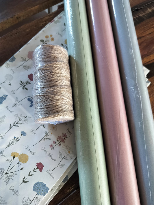 Ib Laursen - 3 stk kardus gavepapir (grøn, blågrå, rosa)