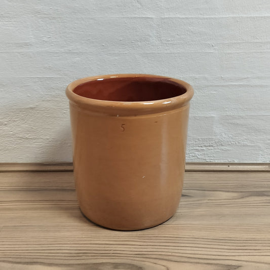 Secondhand - Syltekrukke Ø 21 x H 21,5 cm "5" lys sennepsfarve