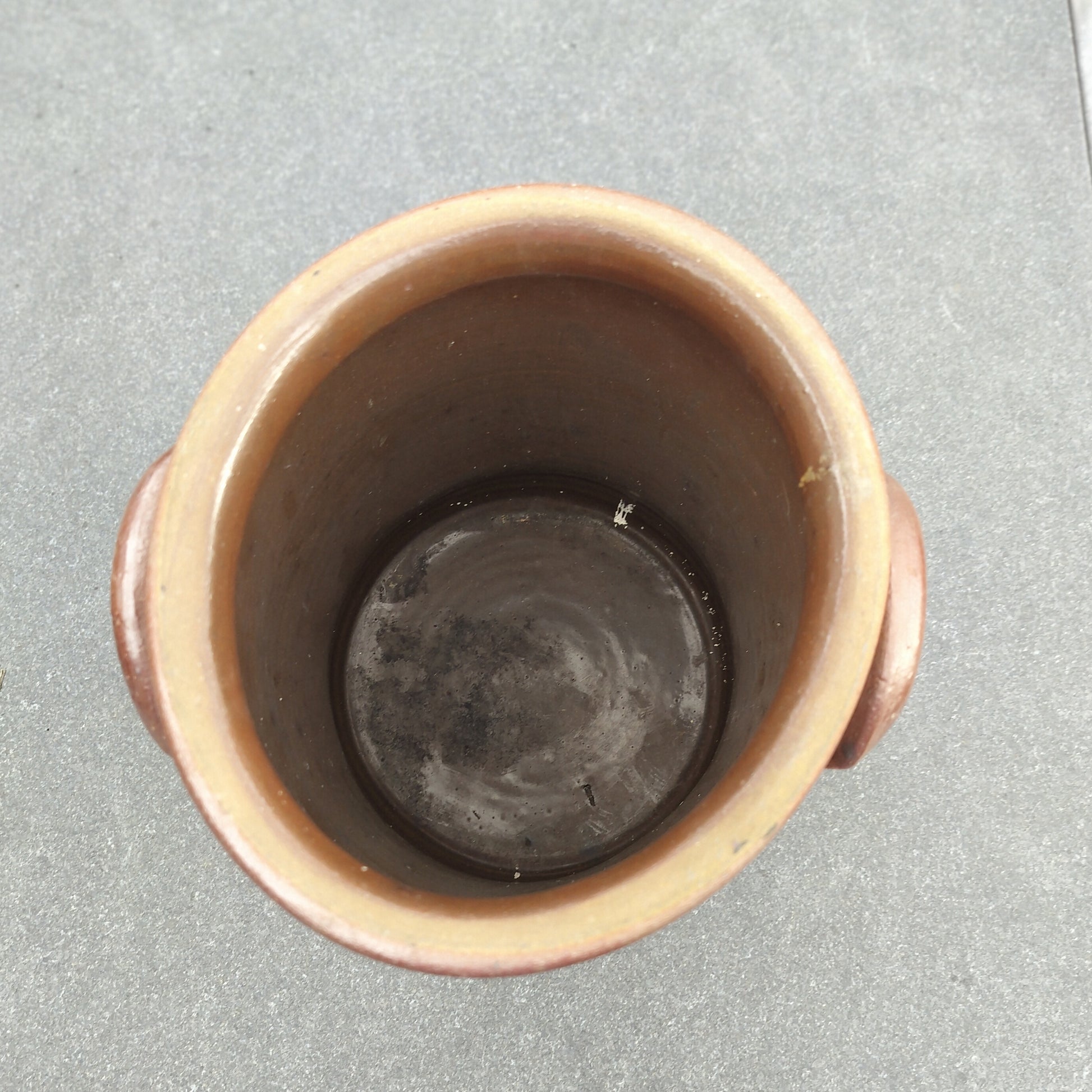 Secondhand - Gammel syltekrukke med ører, Ø 18/20 cm x H 23,5 cm "5"