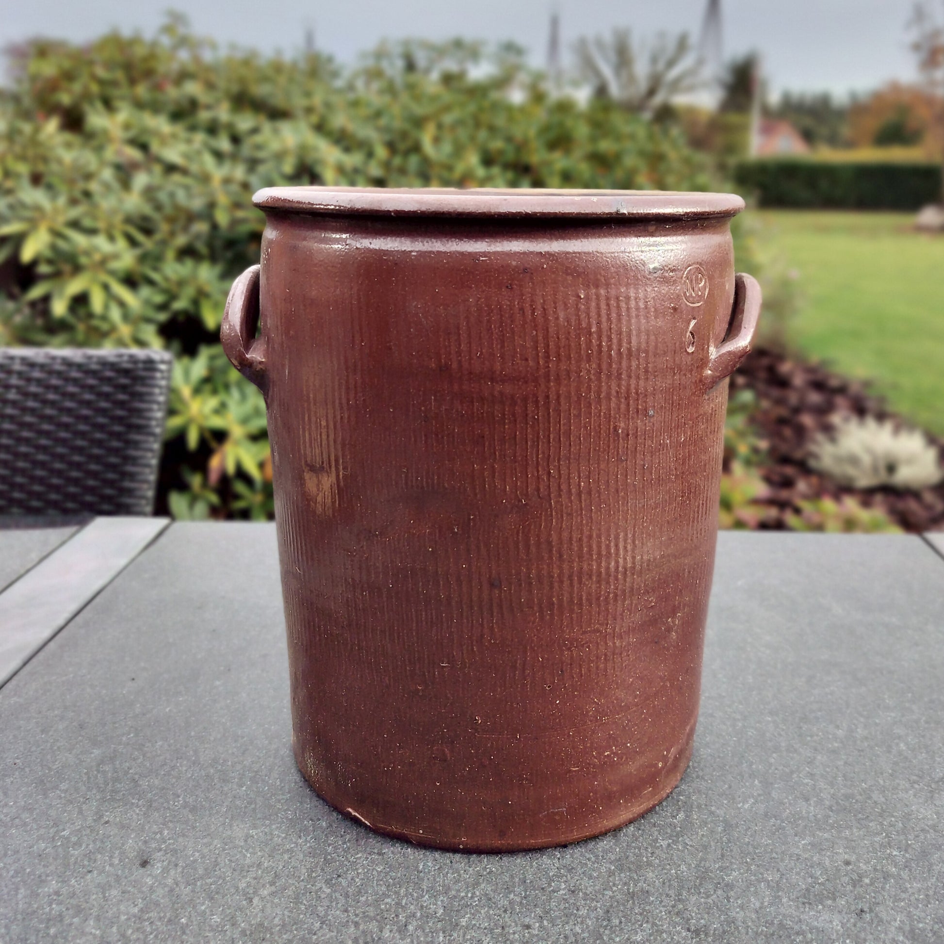 Secondhand - Syltekrukke med ører, Ø 22 cm x H 26,5 cm "NP 6"