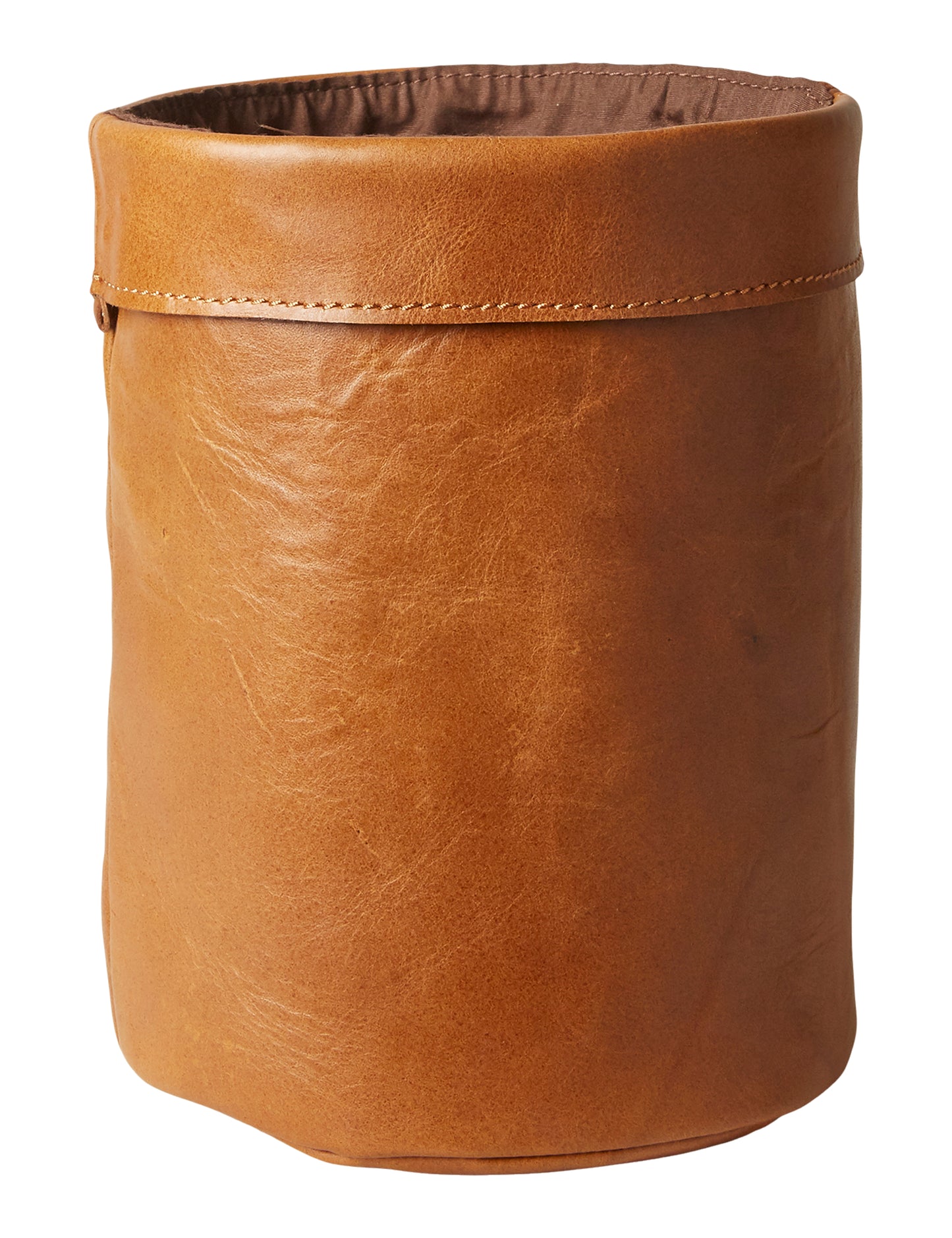 Læderpose - brun bøffelæder 15x20cm