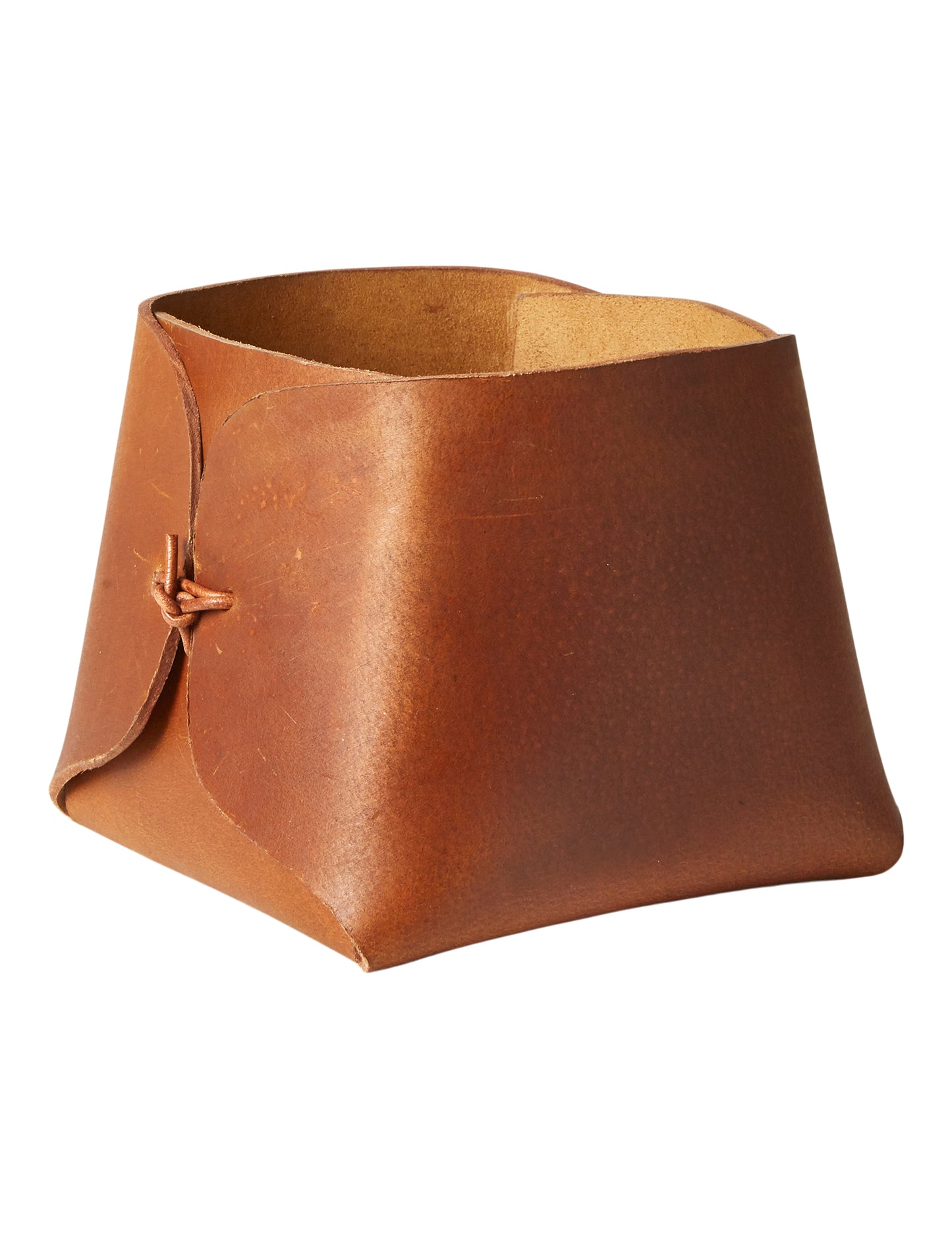 Læderkurv- bøffellæder brun  B 15 x D 15 x H 15 cm