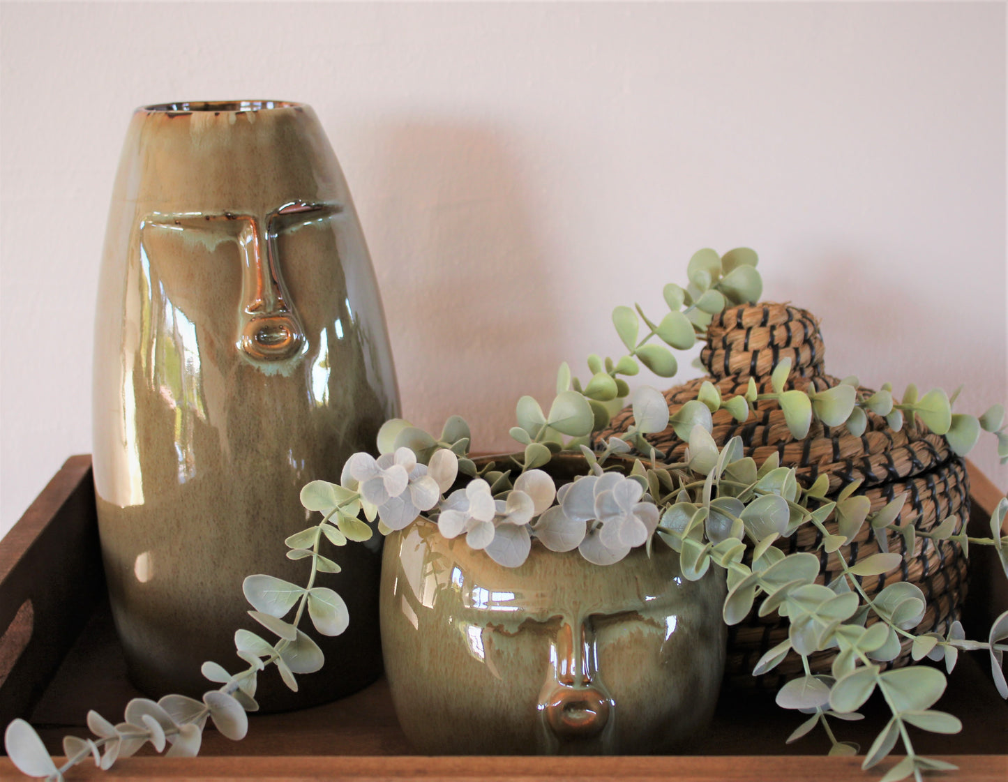 Grøn keramik vase model Face fra 2 have