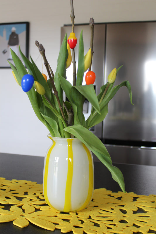 Au Maison - Vase gul/hvid stribet D12xH18 cm