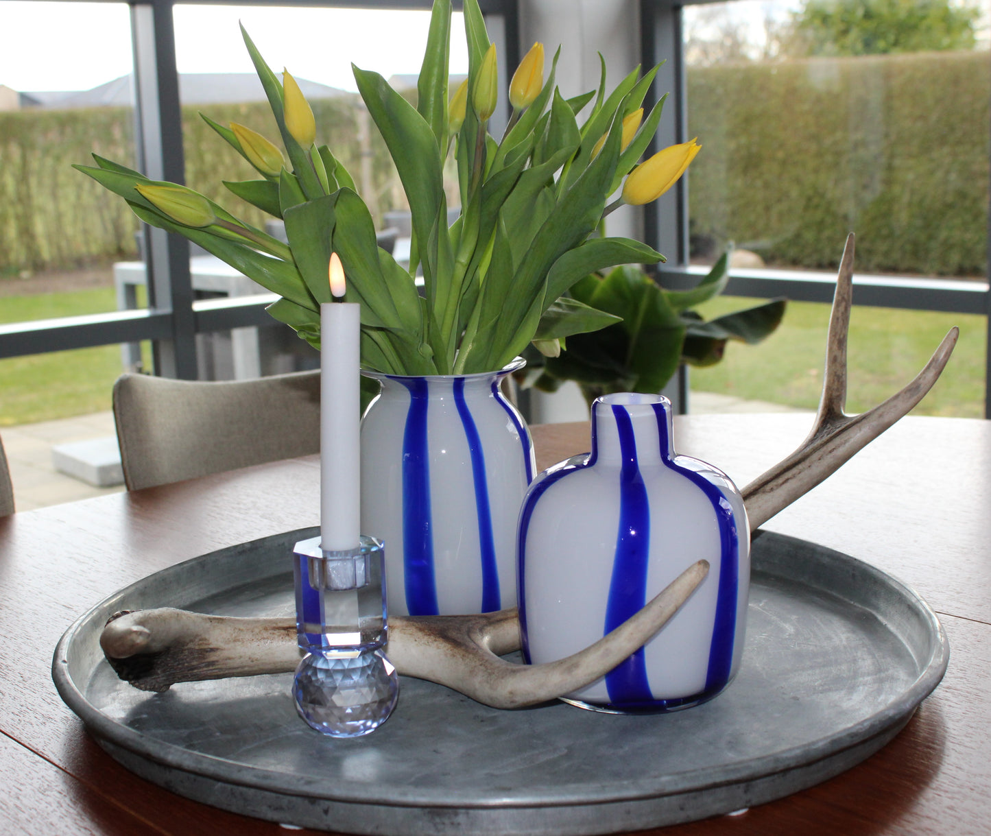 Au Maison - Vase blå/hvid stribet D13,8xH17 cm