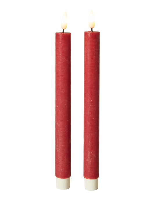LED stagelys - sæt med 2 stk røde stagelys H 22 cm