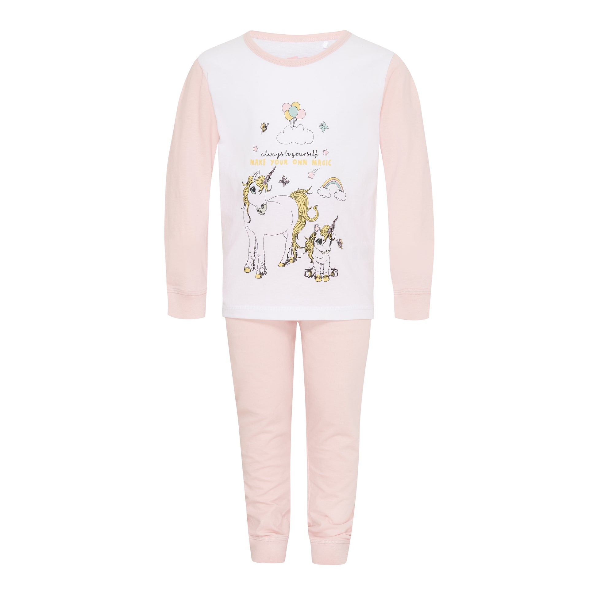 pyjamas med enhjørning, set forfra