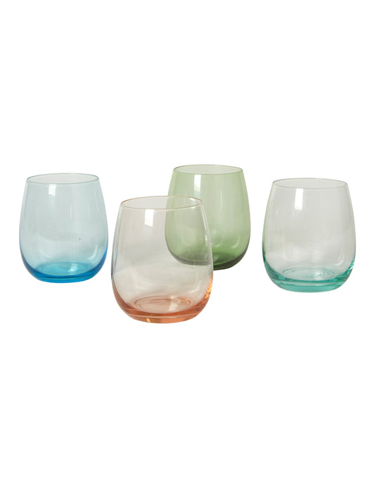 Dacore - Vandglas sæt á 4 stk. indfarvet blå, grøn, aqua, pink
