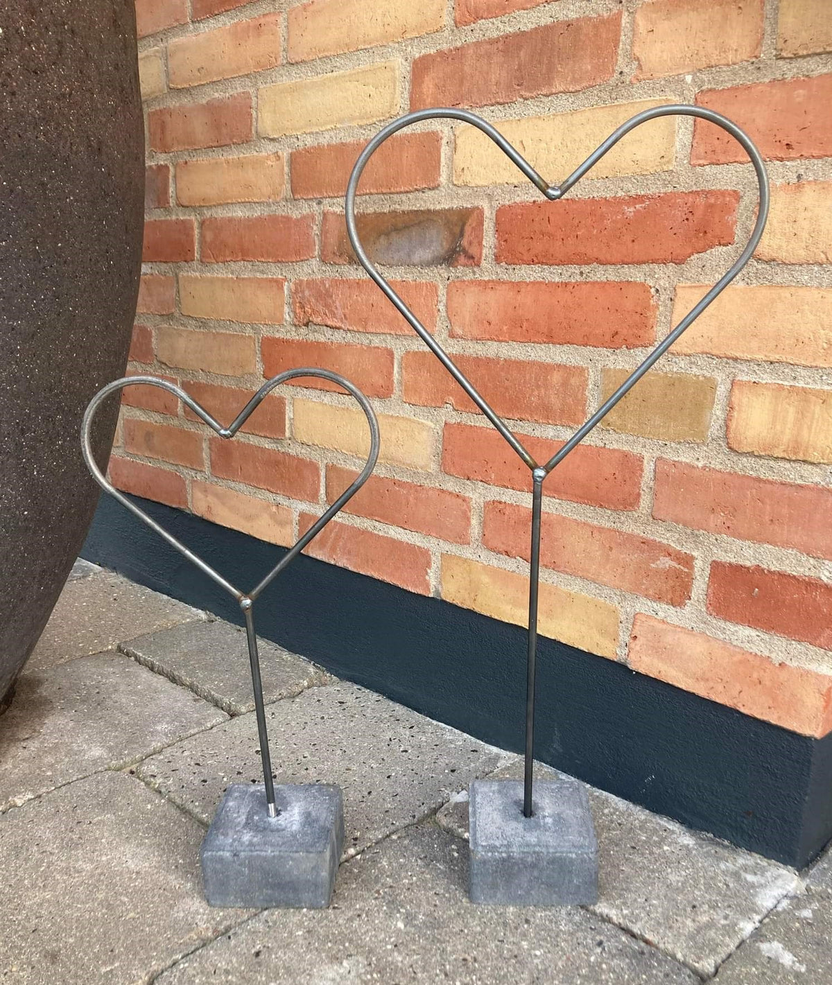 Hjerter i jern på fod, kopsten, 2 stk., 40 og 56 cm