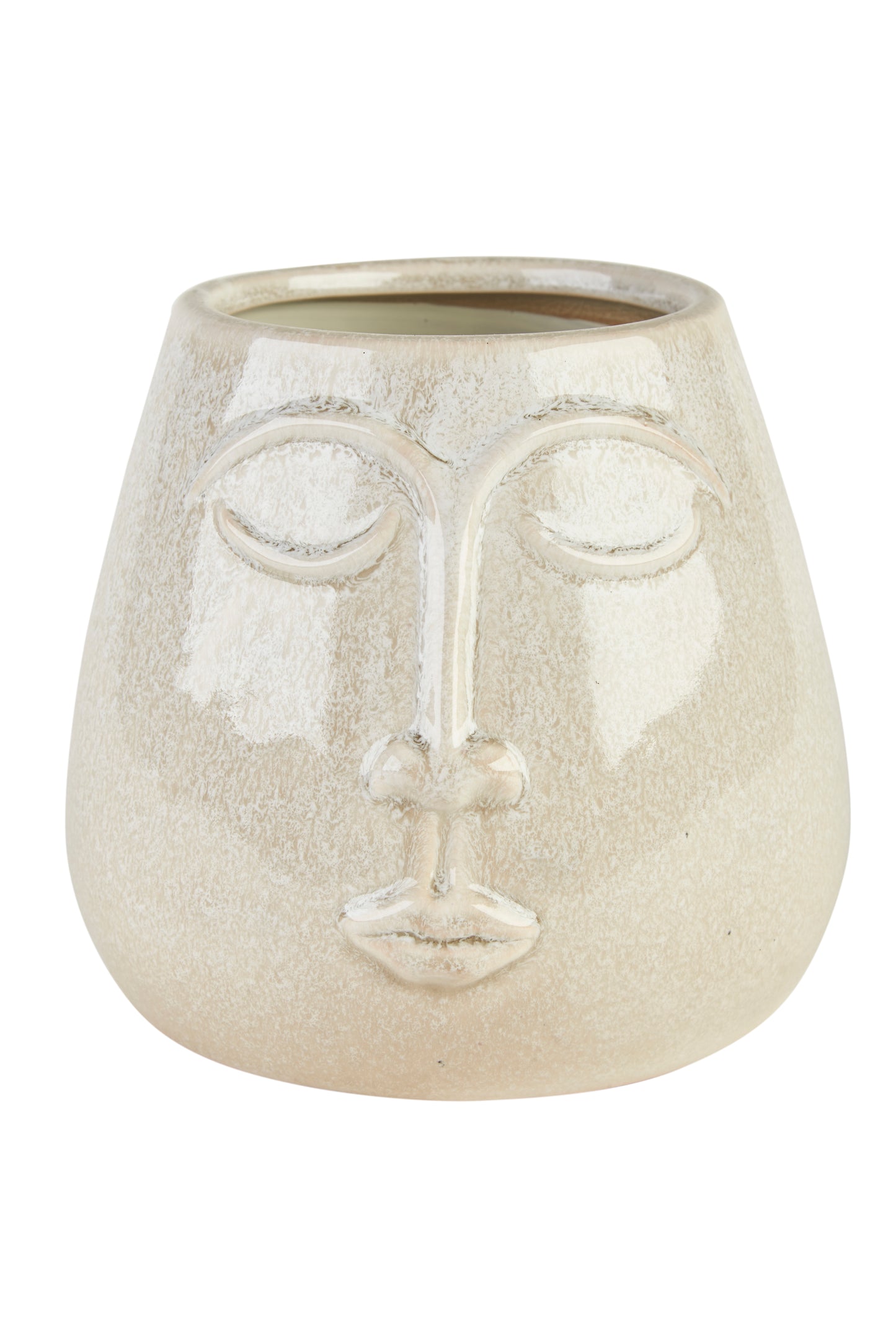 Ansigts keramik vase/potteskjuler, model Smile Ø 17 x H 16 cm