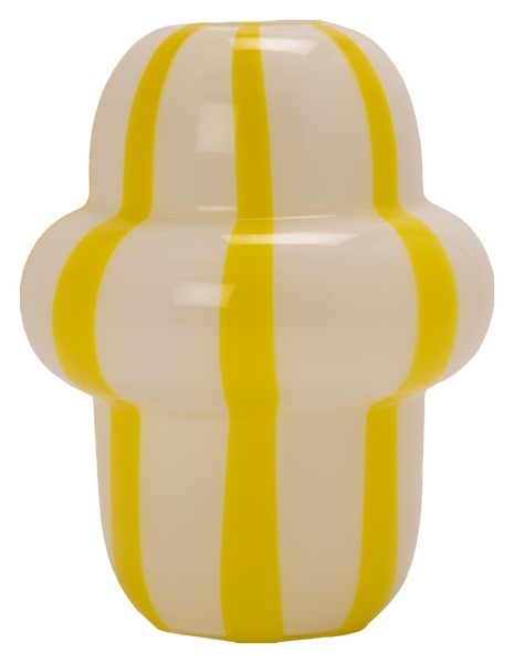 Vase gul/hvid stribet fra Au Maison Ø 20 x H 24,7 cm